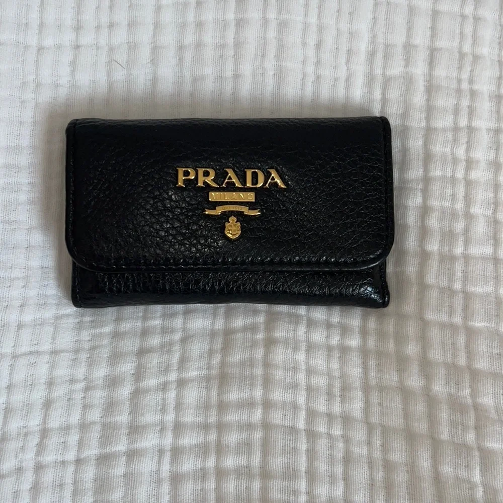 Authentic leather Prada key holder